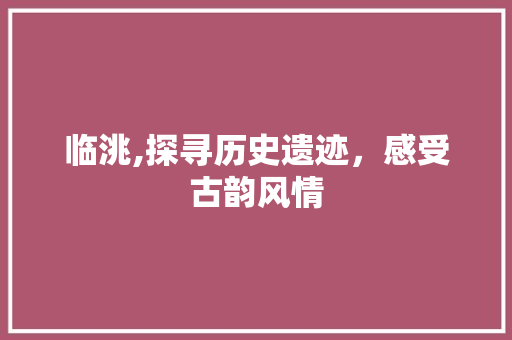 临洮,探寻历史遗迹，感受古韵风情