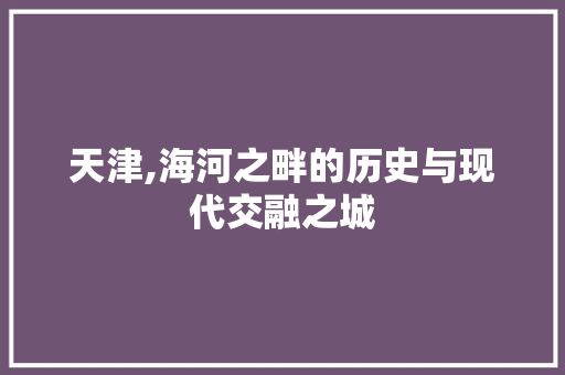 天津,海河之畔的历史与现代交融之城