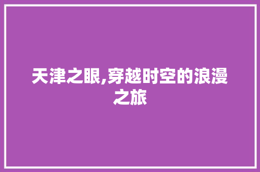 天津之眼,穿越时空的浪漫之旅