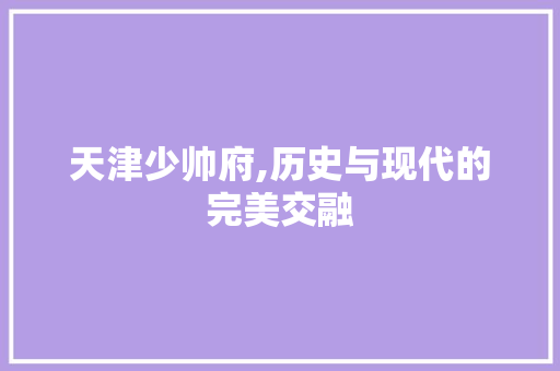 天津少帅府,历史与现代的完美交融