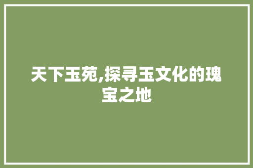 天下玉苑,探寻玉文化的瑰宝之地