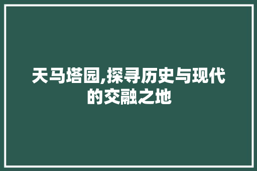 天马塔园,探寻历史与现代的交融之地