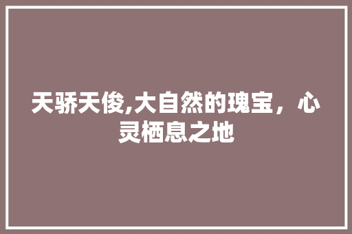 天骄天俊,大自然的瑰宝，心灵栖息之地