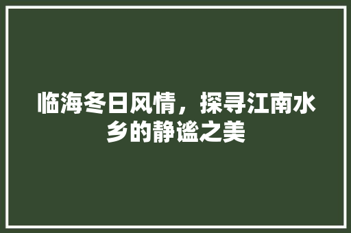 临海冬日风情，探寻江南水乡的静谧之美