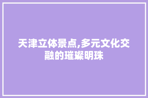 天津立体景点,多元文化交融的璀璨明珠