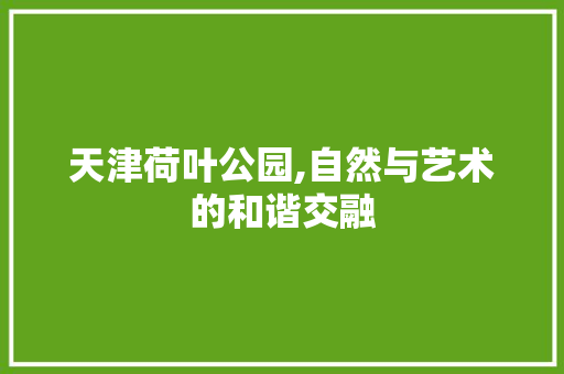 天津荷叶公园,自然与艺术的和谐交融