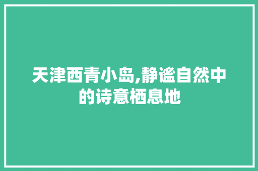 天津西青小岛,静谧自然中的诗意栖息地