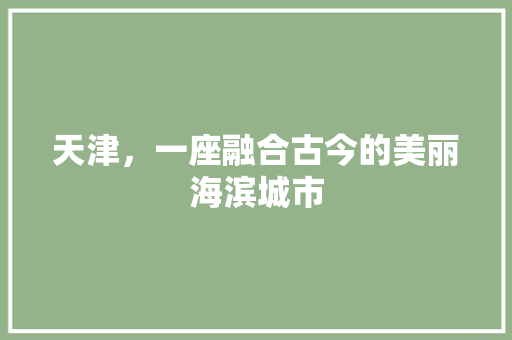 天津，一座融合古今的美丽海滨城市