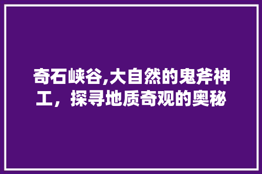 奇石峡谷,大自然的鬼斧神工，探寻地质奇观的奥秘