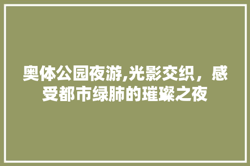 奥体公园夜游,光影交织，感受都市绿肺的璀璨之夜