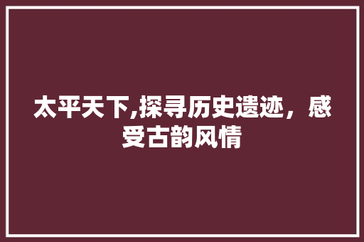 太平天下,探寻历史遗迹，感受古韵风情