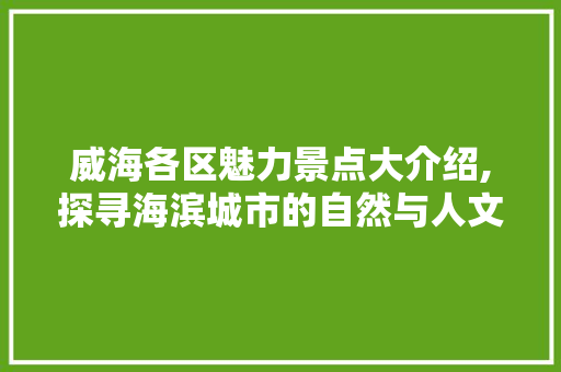 威海各区魅力景点大介绍,探寻海滨城市的自然与人文之美