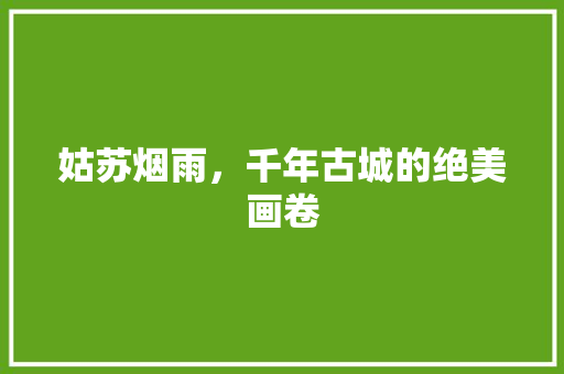 姑苏烟雨，千年古城的绝美画卷