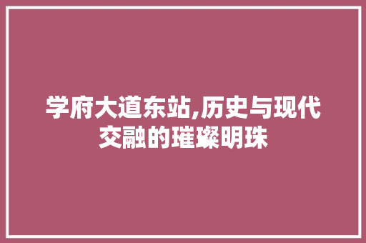 学府大道东站,历史与现代交融的璀璨明珠