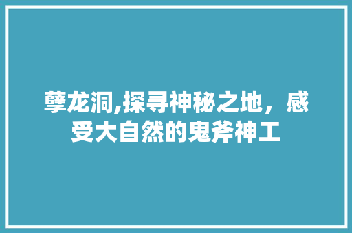 孽龙洞,探寻神秘之地，感受大自然的鬼斧神工