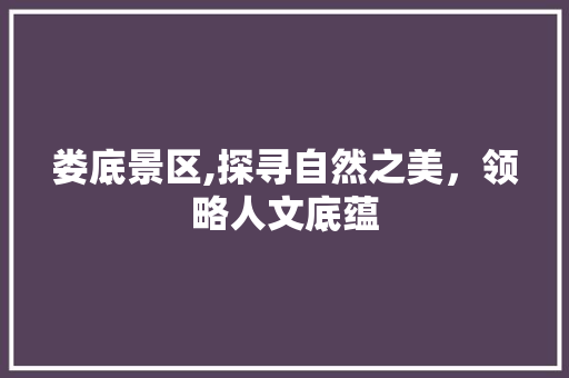 娄底景区,探寻自然之美，领略人文底蕴