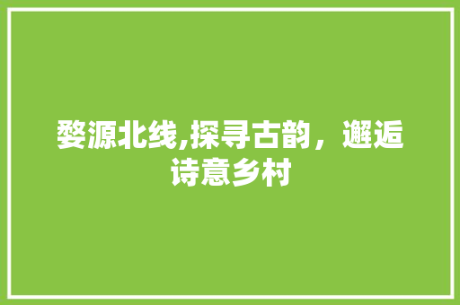 婺源北线,探寻古韵，邂逅诗意乡村