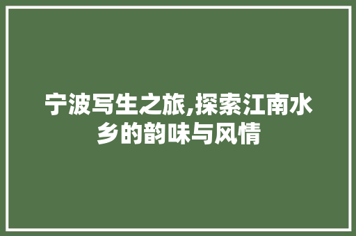 宁波写生之旅,探索江南水乡的韵味与风情  第1张