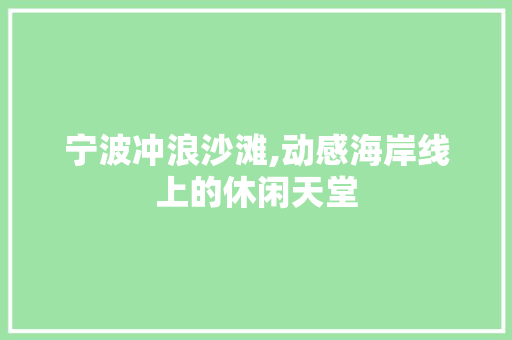 宁波冲浪沙滩,动感海岸线上的休闲天堂