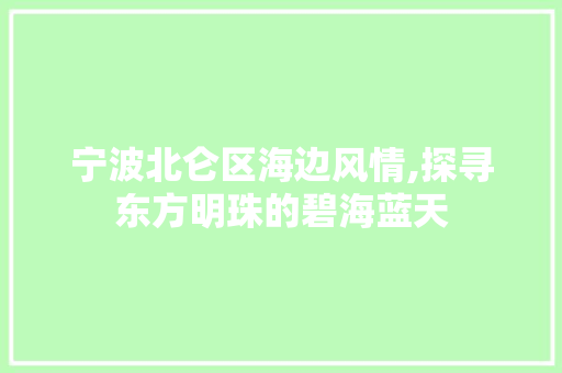 宁波北仑区海边风情,探寻东方明珠的碧海蓝天