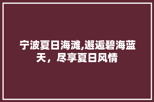 宁波夏日海滩,邂逅碧海蓝天，尽享夏日风情