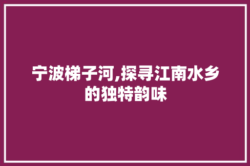 宁波梯子河,探寻江南水乡的独特韵味  第1张