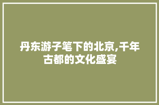 丹东游子笔下的北京,千年古都的文化盛宴  第1张