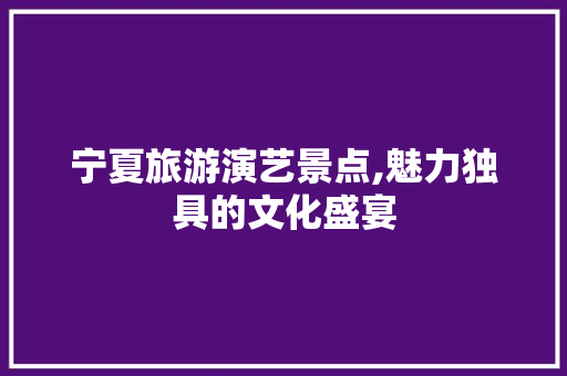 宁夏旅游演艺景点,魅力独具的文化盛宴