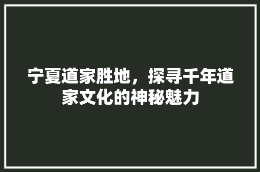 宁夏道家胜地，探寻千年道家文化的神秘魅力