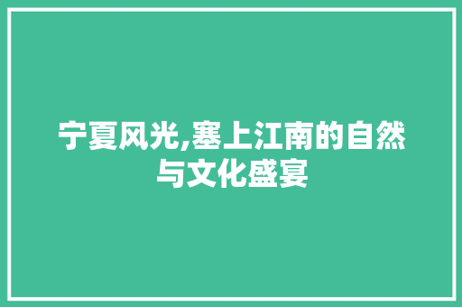 宁夏风光,塞上江南的自然与文化盛宴