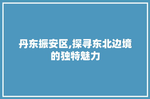 丹东振安区,探寻东北边境的独特魅力