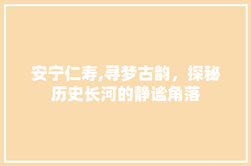 安宁仁寿,寻梦古韵，探秘历史长河的静谧角落