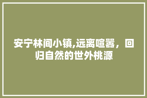 安宁林间小镇,远离喧嚣，回归自然的世外桃源