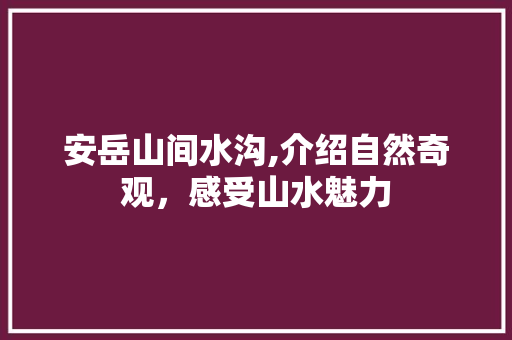 安岳山间水沟,介绍自然奇观，感受山水魅力