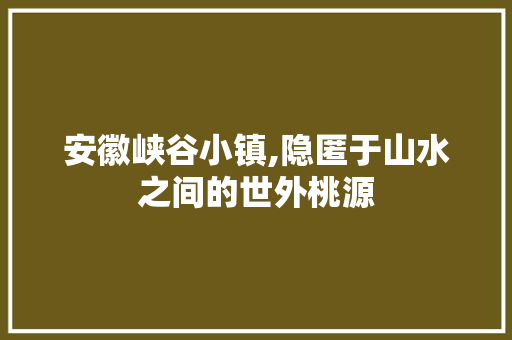 安徽峡谷小镇,隐匿于山水之间的世外桃源