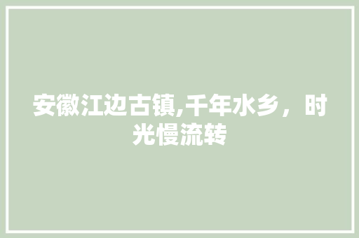 安徽江边古镇,千年水乡，时光慢流转