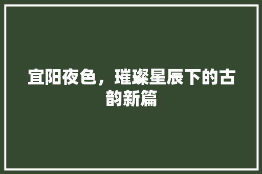 宜阳夜色，璀璨星辰下的古韵新篇