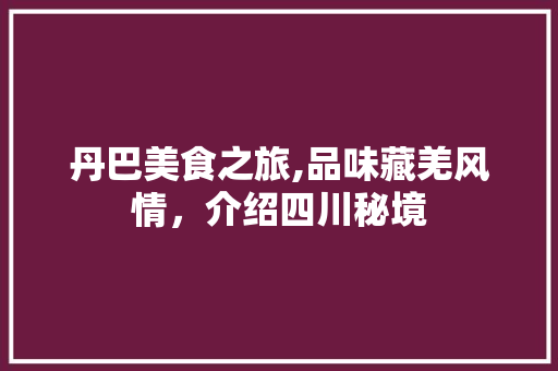 丹巴美食之旅,品味藏羌风情，介绍四川秘境